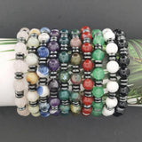 Gemstone Beaded Bracelets with Hematite Disc Beads