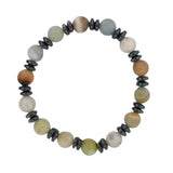 Gemstone Beaded Bracelets with Hematite Disc Beads