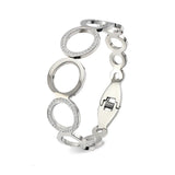 Geometric Rhinestone Silver Steel Bangle Crystal Wedding Zircons Jewelry
