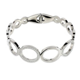 Geometric Rhinestone Silver Steel Bangle Crystal Wedding Zircons Jewelry