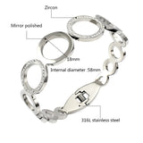 Geometric Rhinestone Silver Steel Bangle Crystal Wedding Zircons Jewelry