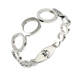 Geometric Rhinestone Silver Steel Bangle Crystal Wedding Zircons Jewelry