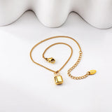 Round CZ Charm Bracelet Stainless Steel Chain Bangle