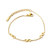 Round CZ Charm Bracelet Stainless Steel Chain Bangle