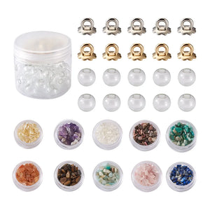 Glass Globe Beads Pendant with Stone Chip Beads DIY Necklace Earrings Kit