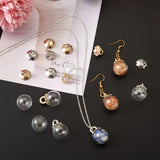 Glass Globe Beads Pendant with Stone Chip Beads DIY Necklace Earrings Kit
