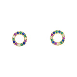 Rainbow CZ Stud Earrings - 925 Sterling Silver Party Jewelry Gift