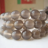 Round Grey Agate Loose Bead Strand 16'' Inch