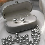 Grey Pearl Stud Earrings 925 Sterling Silver French Style Anniversary Jewelry