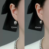 Grey Pearl Stud Earrings 925 Sterling Silver French Style Anniversary Jewelry
