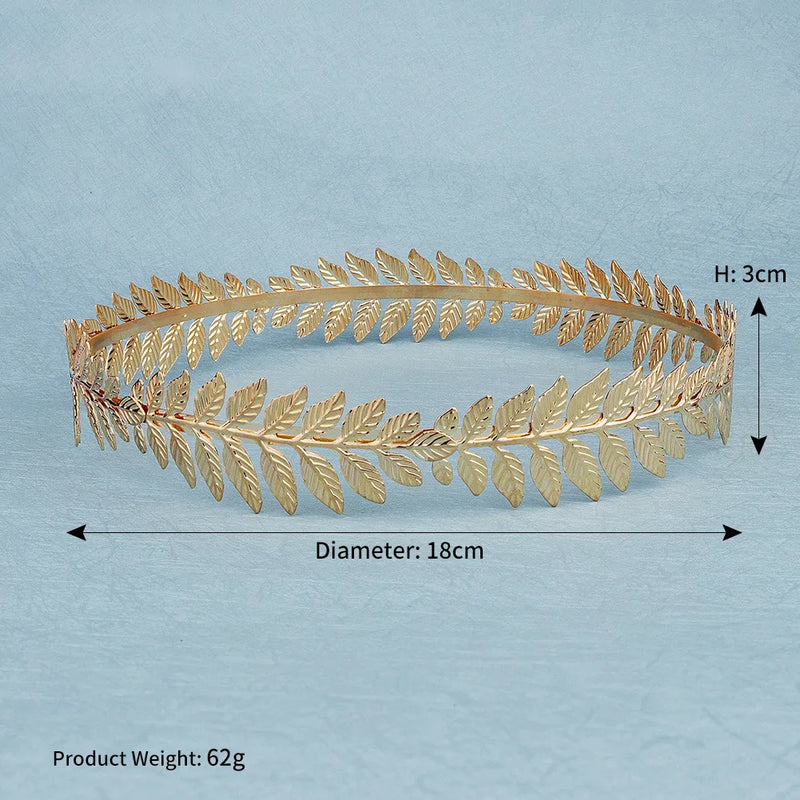 Golden Olive Leaves Tiara Bridal Wedding Headdress Hair Band Baroque Vintage