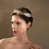 Golden Olive Leaves Tiara Bridal Wedding Headdress Hair Band Baroque Vintage