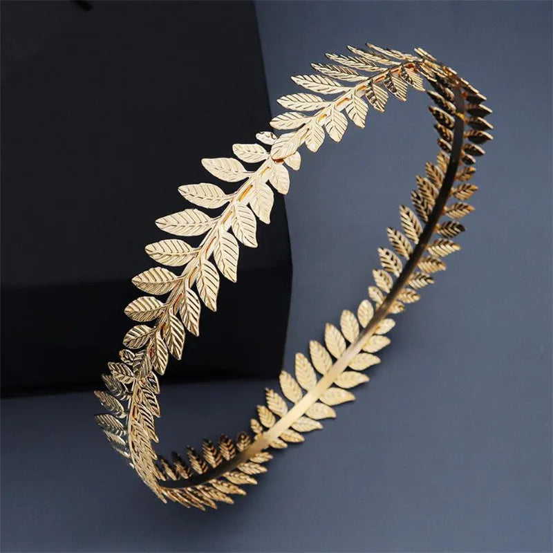 Vintage Style Golden Olive Leaves Tiara Crown
