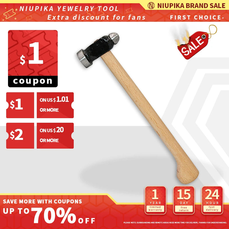 Round Head Hammer Wooden Handle DIY Jewelry Making Household Tapping