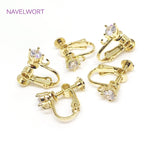 Zircon Inlaid Screw Ear Clip 14K/18K Plated No Piercing DIY Jewelry Making