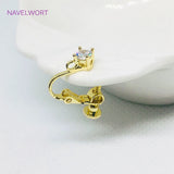 Zircon Inlaid Screw Ear Clip 14K/18K Plated No Piercing DIY Jewelry Making
