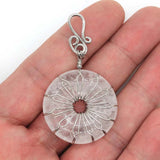 Round Healing Stone Pendant Necklace Charm Flower Wrap Reiki Crystal Quartz