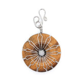 Round Healing Stone Pendant Necklace Charm Flower Wrap Reiki Crystal Quartz
