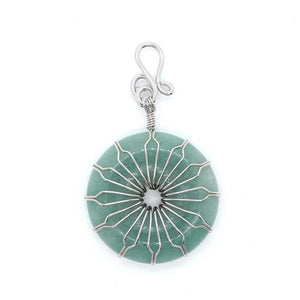 Round Healing Stone Pendant Necklace Charm Flower Wrap Reiki Crystal Quartz