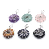 Round Healing Stone Pendant Necklace Charm Flower Wrap Reiki Crystal Quartz