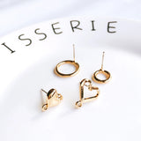 Round Heart Ring Shape Plated Earring Setting Ear Drop Accessories DIY Material