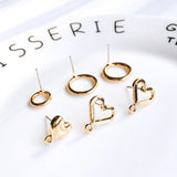 Round Heart Ring Shape Plated Earring Setting Ear Drop Accessories DIY Material