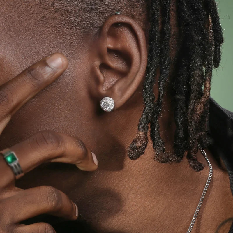Hip Hop Ice Studded Earring for Men Iced Out Zircon Piercing Ear Accessories