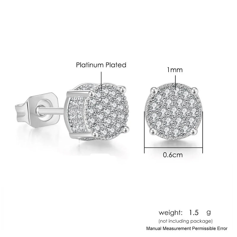 Hip Hop Ice Studded Earring for Men Iced Out Zircon Piercing Ear Accessories