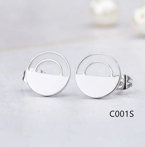 Round Hollow Earring Studs Women Jewelry Girl Nice C001