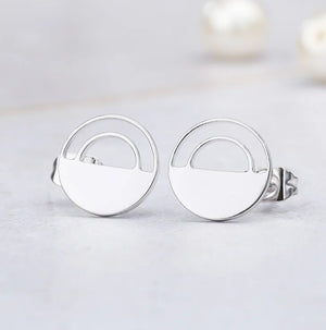 Round Hollow Earring Studs Women Jewelry Girl Nice C001