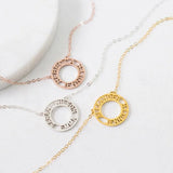Round Hollow Nameplate 1-3 Name Necklace Men Women Silver Personalized Jewelry
