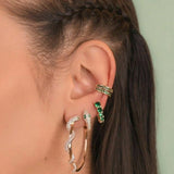 CZ Round Hoop Earrings for Women Heart Clip-On Jewelry