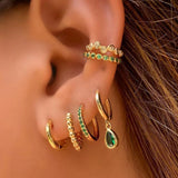 CZ Round Hoop Earrings for Women Heart Clip-On Jewelry