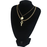 Round Initial Necklace Multilayer Stainless Steel Couple Name Initial Pendant