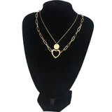 Round Initial Necklace Multilayer Stainless Steel Couple Name Initial Pendant