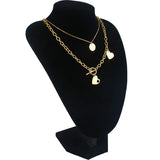 Round Initial Necklace Multilayer Stainless Steel Couple Name Initial Pendant