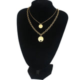 Round Initial Necklace Multilayer Stainless Steel Couple Name Initial Pendant