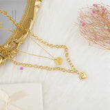 Round Initial Necklace Multilayer Stainless Steel Couple Name Initial Pendant