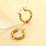 Irregular Hoop Earrings Pave Zircon Stainless Steel