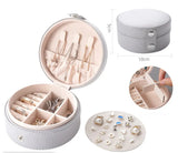 Round Jewelry Box Portable Leather Jewelry Organizer Box