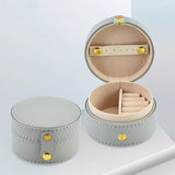 Round Jewelry Box Portable Leather Jewelry Organizer Box