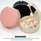 Round Jewelry Box Travel Pendants Ornament Organizers Ring Necklace Storage Box