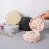 Travel Jewelry Box for Women High-end Leather Button Mini Case