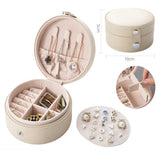 Travel Jewelry Box for Women High-end Leather Button Mini Case