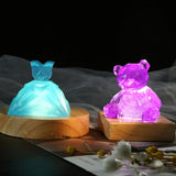 LED Lights Display Base Wooden Lighted Stand