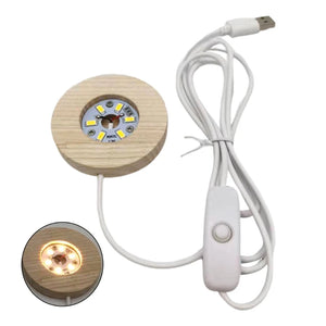 LED Lights Display Base Wooden Lighted Stand