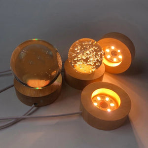 LED Lights Display Base Wooden Lighted Stand