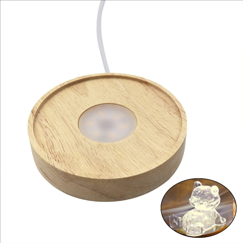 LED Lights Display Base Wooden Pedestal for Acrylic Night Lamp