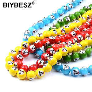 10mm Mixed Colors Lampwork Glass Beads & Smiley Glass Loose Crafts Beads
