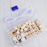 190Pcs Natural Wooden Beads for Jewelry Making DIY Bracelet Necklace